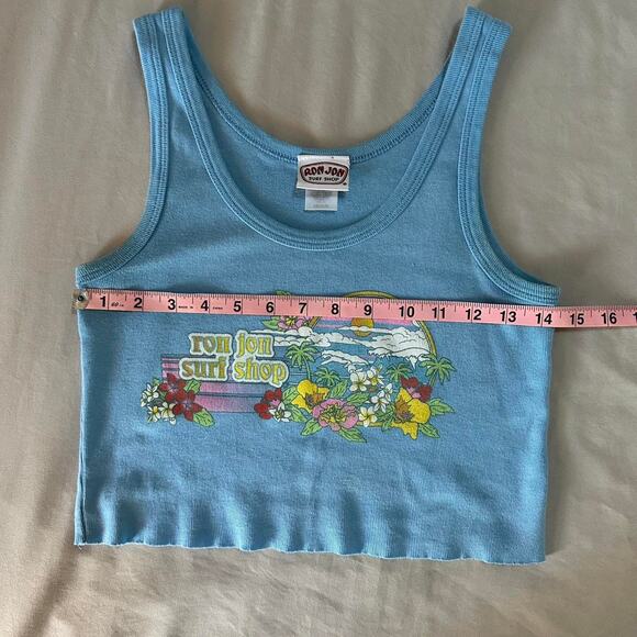 Ron Jon Surf Shop Crop Tank Top Blue Ribbed Retro Flowers Y2K Fit Medium - Picture 4 of 6